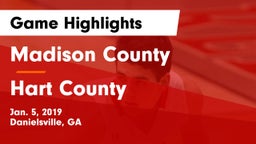 Madison County  vs Hart County  Game Highlights - Jan. 5, 2019