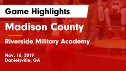 Madison County  vs Riverside Military Academy  Game Highlights - Nov. 16, 2019