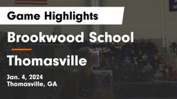 Brookwood School vs Thomasville  Game Highlights - Jan. 4, 2024