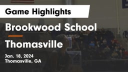 Brookwood School vs Thomasville  Game Highlights - Jan. 18, 2024