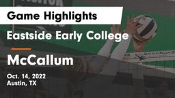 Eastside Early College  vs McCallum  Game Highlights - Oct. 14, 2022