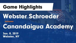 Webster Schroeder  vs Canandaigua Academy  Game Highlights - Jan. 8, 2019