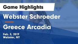 Webster Schroeder  vs Greece Arcadia  Game Highlights - Feb. 5, 2019