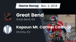 Recap: Great Bend  vs. Kapaun Mt. Carmel Catholic  2018