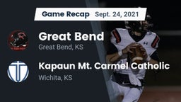 Recap: Great Bend  vs. Kapaun Mt. Carmel Catholic  2021