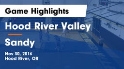 Hood River Valley  vs Sandy  Game Highlights - Nov 30, 2016