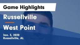 Russellville  vs West Point  Game Highlights - Jan. 3, 2020