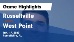 Russellville  vs West Point  Game Highlights - Jan. 17, 2020