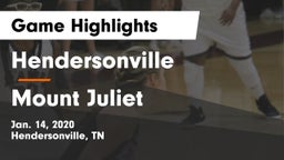Hendersonville  vs Mount Juliet  Game Highlights - Jan. 14, 2020