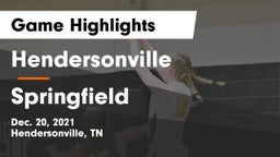 Hendersonville  vs Springfield  Game Highlights - Dec. 20, 2021