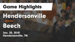 Hendersonville  vs Beech  Game Highlights - Jan. 20, 2018