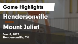 Hendersonville  vs Mount Juliet  Game Highlights - Jan. 8, 2019