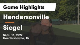 Hendersonville  vs Siegel Game Highlights - Sept. 13, 2022