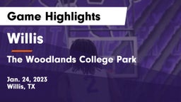 Willis  vs The Woodlands College Park  Game Highlights - Jan. 24, 2023