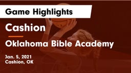 Cashion  vs Oklahoma Bible Academy Game Highlights - Jan. 5, 2021
