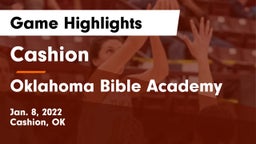 Cashion  vs Oklahoma Bible Academy Game Highlights - Jan. 8, 2022