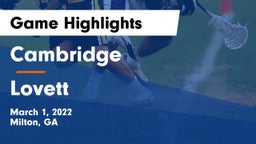 Cambridge  vs Lovett  Game Highlights - March 1, 2022