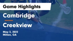 Cambridge  vs Creekview  Game Highlights - May 3, 2022