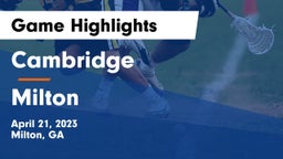 Cambridge  vs Milton  Game Highlights - April 21, 2023