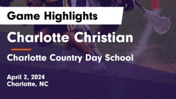 Charlotte Christian  vs Charlotte Country Day School Game Highlights - April 2, 2024