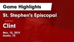 St. Stephen's Episcopal  vs Clint  Game Highlights - Nov. 15, 2019