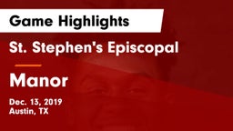 St. Stephen's Episcopal  vs Manor  Game Highlights - Dec. 13, 2019