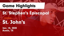 St. Stephen's Episcopal  vs St. John's  Game Highlights - Jan. 18, 2020