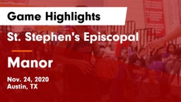 St. Stephen's Episcopal  vs Manor  Game Highlights - Nov. 24, 2020