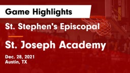 St. Stephen's Episcopal  vs St. Joseph Academy  Game Highlights - Dec. 28, 2021