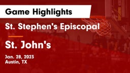 St. Stephen's Episcopal  vs St. John's  Game Highlights - Jan. 28, 2023