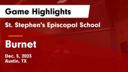 St. Stephen's Episcopal School vs Burnet  Game Highlights - Dec. 5, 2023