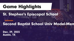 St. Stephen's Episcopal School vs Second Baptist School Univ Model-Memorial campus Game Highlights - Dec. 29, 2023