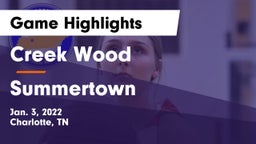 Creek Wood  vs Summertown  Game Highlights - Jan. 3, 2022