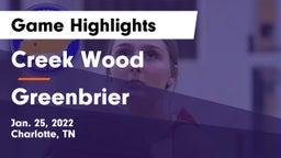 Creek Wood  vs Greenbrier  Game Highlights - Jan. 25, 2022