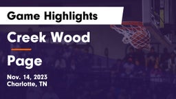Creek Wood  vs Page  Game Highlights - Nov. 14, 2023