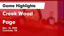 Creek Wood  vs Page  Game Highlights - Dec. 15, 2023