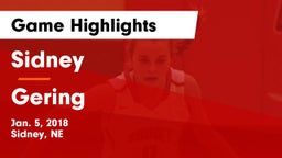 Sidney  vs Gering  Game Highlights - Jan. 5, 2018