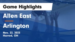 Allen East  vs Arlington  Game Highlights - Nov. 22, 2023