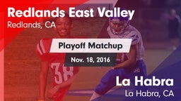 Matchup: Redlands East Valley vs. La Habra  2016