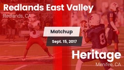 Matchup: Redlands East Valley vs. Heritage  2017