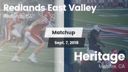 Matchup: Redlands East Valley vs. Heritage  2018
