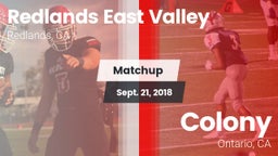 Matchup: Redlands East Valley vs. Colony  2018