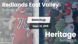Matchup: Redlands East Valley vs. Heritage  2019
