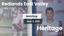 Matchup: Redlands East Valley vs. Heritage  2020