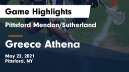 Pittsford Mendon/Sutherland vs Greece Athena  Game Highlights - May 22, 2021