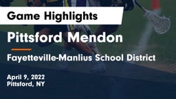 Pittsford Mendon vs Fayetteville-Manlius School District  Game Highlights - April 9, 2022