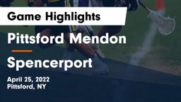 Pittsford Mendon vs Spencerport  Game Highlights - April 25, 2022