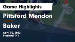 Pittsford Mendon vs Baker  Game Highlights - April 30, 2022
