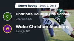 Recap: Charlotte Country Day School vs. Wake Christian Academy  2018