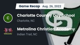 Recap: Charlotte Country Day School vs. Metrolina Christian Academy  2022